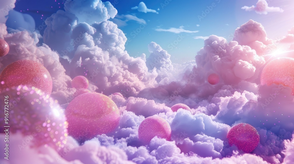 Cotton candy land under the fluffy clouds Cotton candy land under the fluffy clouds
