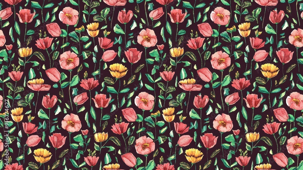 Fototapeta premium Beautiful Floral Pattern Seamless Digital Design Abstract Watercolor Textile
