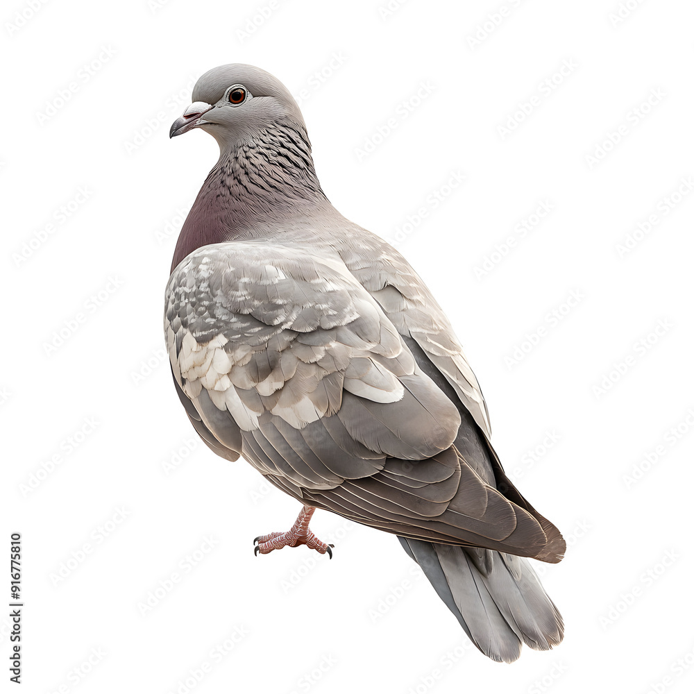 Close-up Portrait of Gray Pigeon Isolated on White Background Close-up Portrait of Gray Pigeon Isolated on White Background