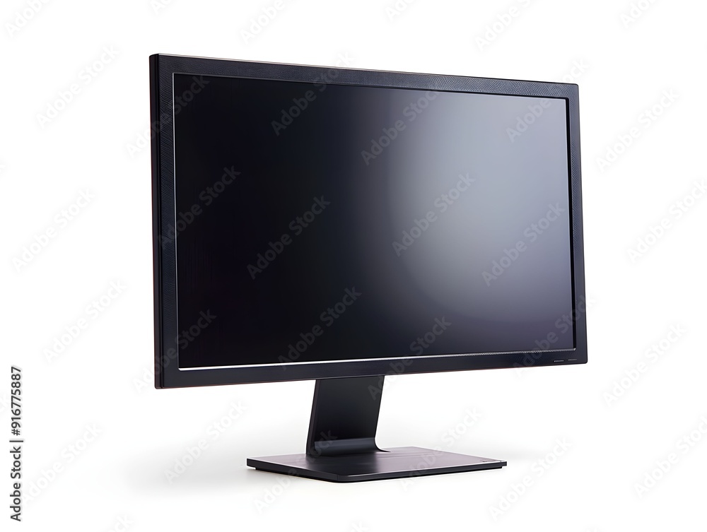 Black computer monitor on a plain white background Black computer monitor on a plain white background