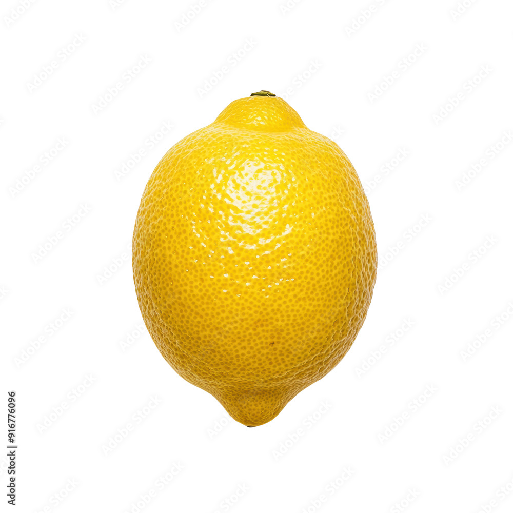 A yellow lemon is sitting on a white background. The lemon is the main focus of the image and it is fresh and ripe A yellow lemon is sitting on a white background. The lemon is the main focus of the image and it is fresh and ripe