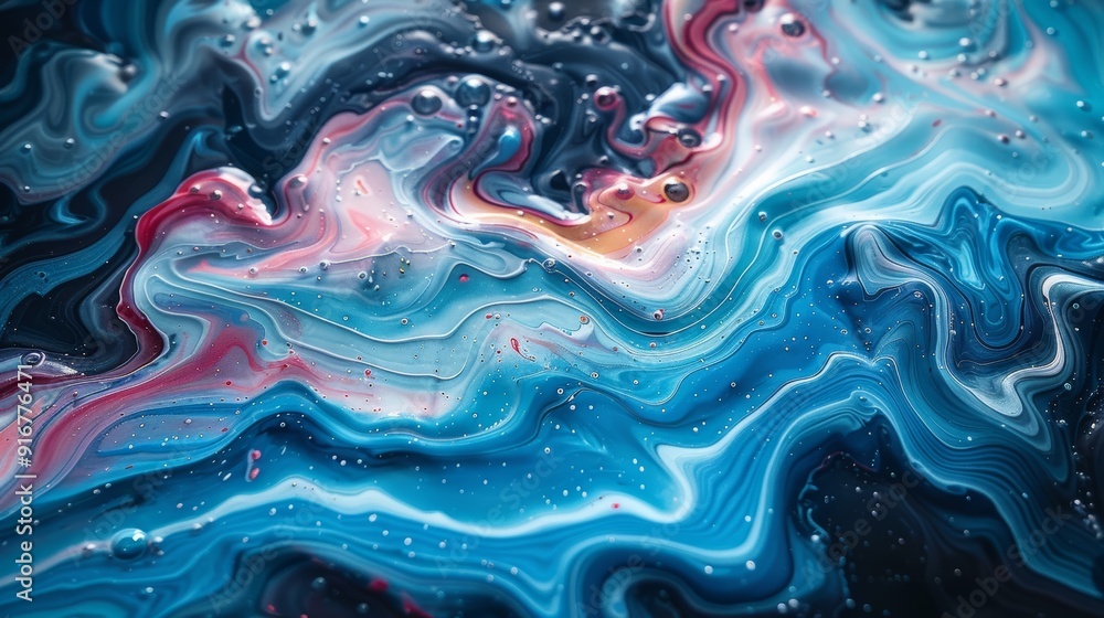 Swirling blue and pink abstract patterns resembling ocean waves during daylight hours Swirling blue and pink abstract patterns resembling ocean waves during daylight hours