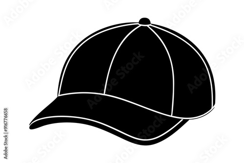  Silhouette vector design of a black color cap on white background