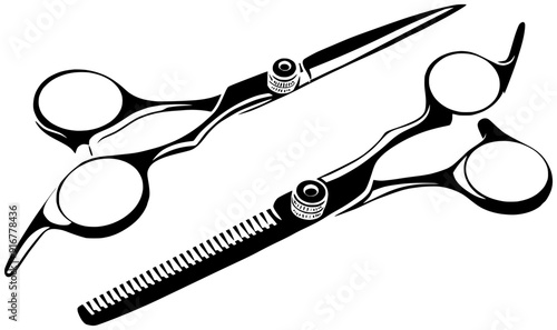 scissors illustration hair silhouette barbershop logo shop icon hairdresser outline barber salon haircut beard razor cut shave grooming client shape service hairstylist clipper for vector graphic