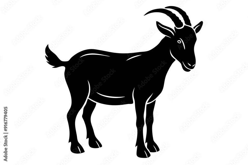 Silhouette vector design of a goat on white background Silhouette vector design of a goat on white background