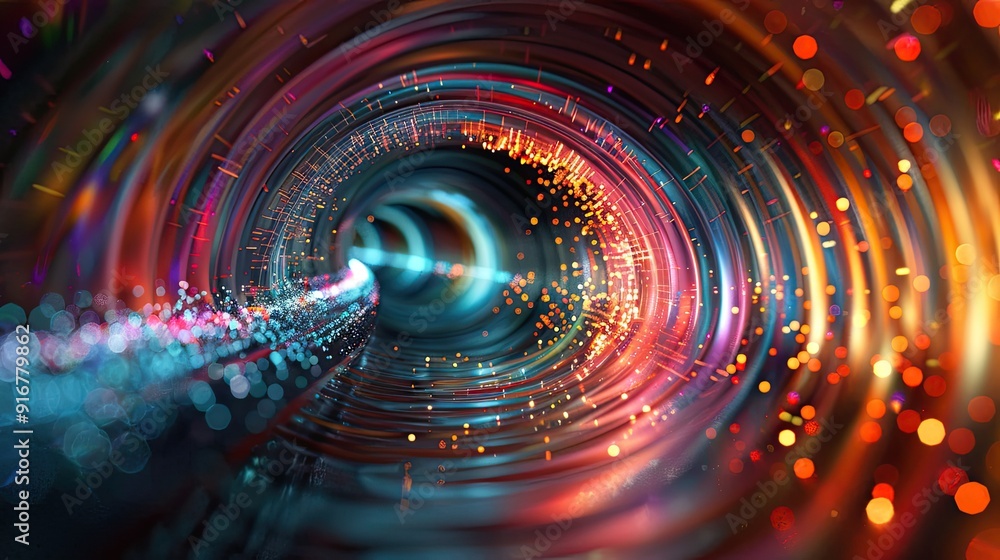 Obraz premium light travelling through a fiber optic cable, exciting and colorful