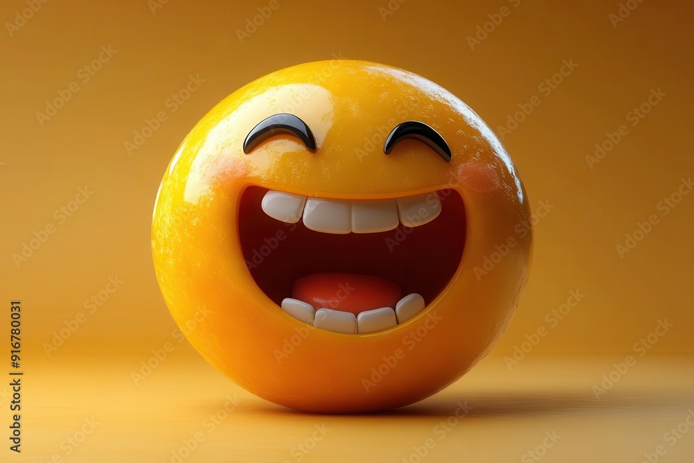 3d rendering of vibrant yellow laughing emoji with exaggerated tears of joy against gradient background 3d rendering of vibrant yellow laughing emoji with exaggerated tears of joy against gradient background