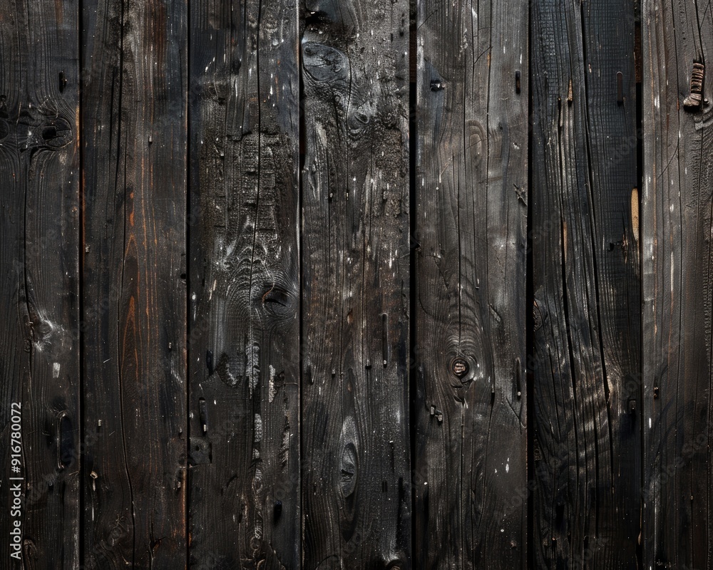 Naklejka premium Grainy old impregnated dark wood board texture background