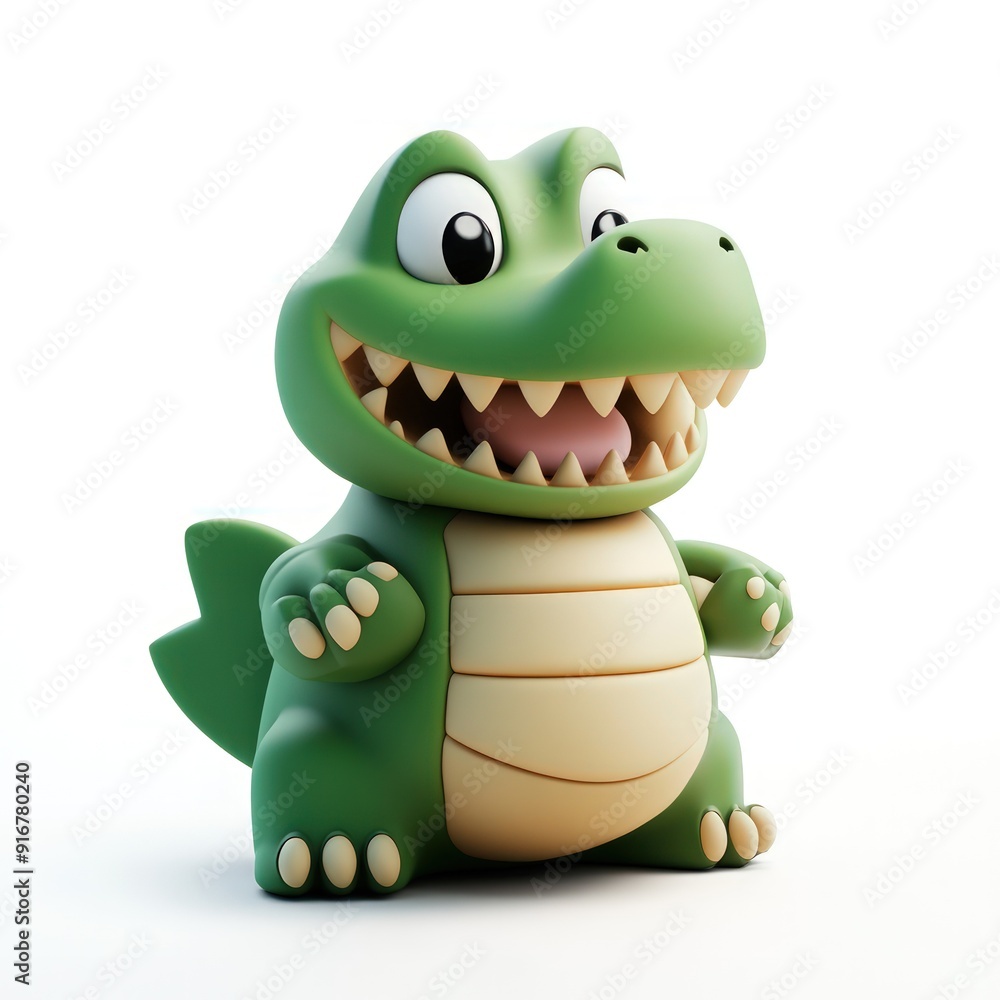 Obraz premium Cute Green Alligator Cartoon