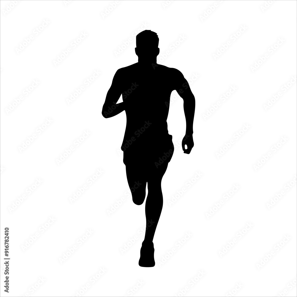 Front view athlete male runner silhouette vector illustration design on white background. Front view athlete male runner silhouette vector illustration design on white background.