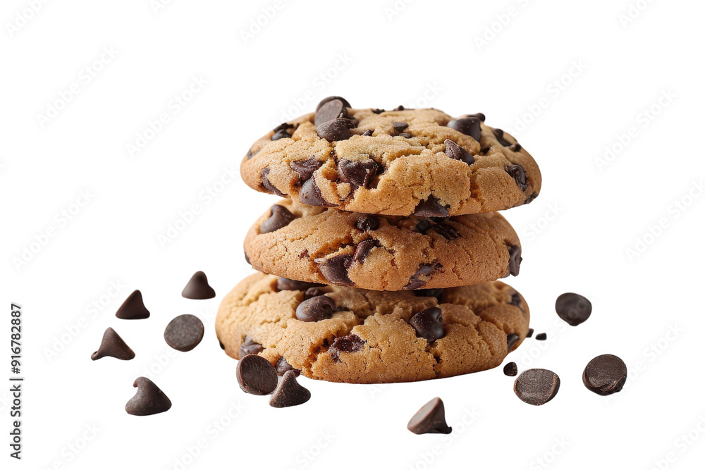 Delicious Chocolate Chip Cookie Isolated On Transparent Background Delicious Chocolate Chip Cookie Isolated On Transparent Background