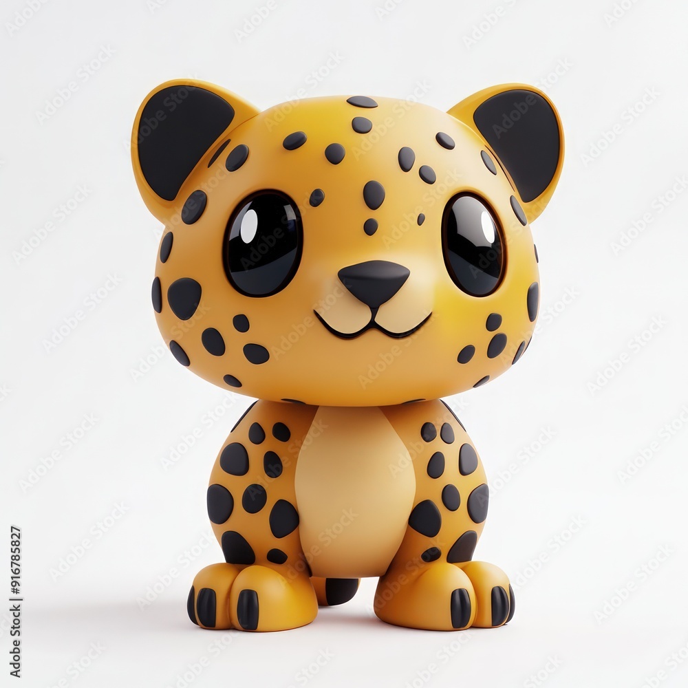 A cartoon leopard is sitting on a white background A cartoon leopard is sitting on a white background