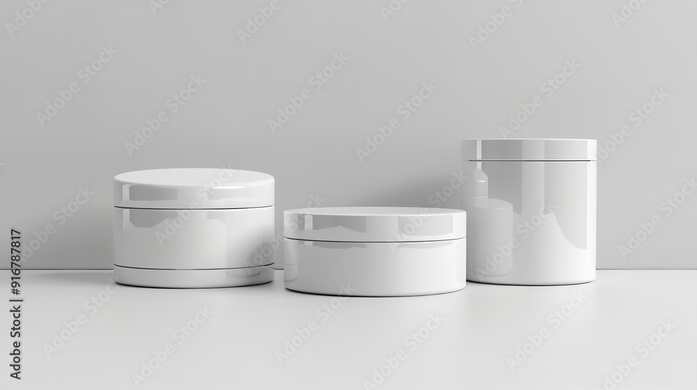 Three-dimensional rendering of blank white cosmetic skincare cosmetics containers, Generative AI. Three-dimensional rendering of blank white cosmetic skincare cosmetics containers, Generative AI.