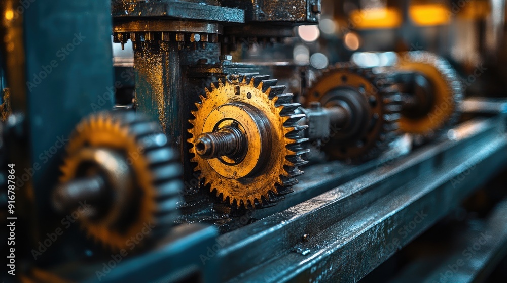 Large cogwheels, gears, axles, and bearings comprising the working mechanism of an industrial machine Large cogwheels, gears, axles, and bearings comprising the working mechanism of an industrial machine
