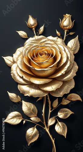 golden rose on black background
