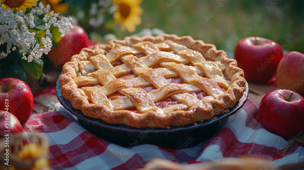 Homemade Apple Pie with Lattice Crust and Apples Homemade Apple Pie with Lattice Crust and Apples