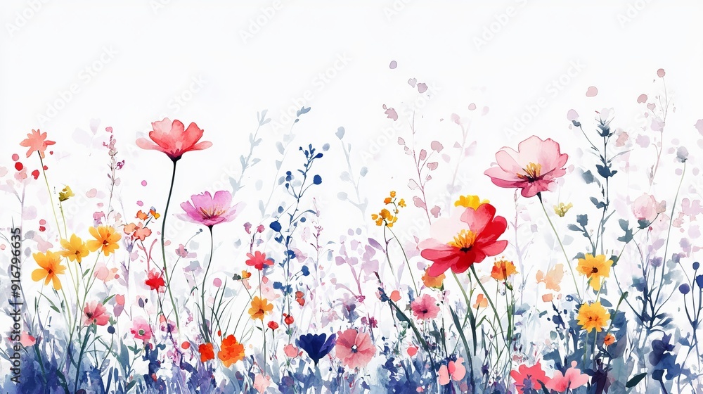 3D Watercolor Moonlit Garden: Blooming Flowers in a Magical Night 3D Watercolor Moonlit Garden: Blooming Flowers in a Magical Night