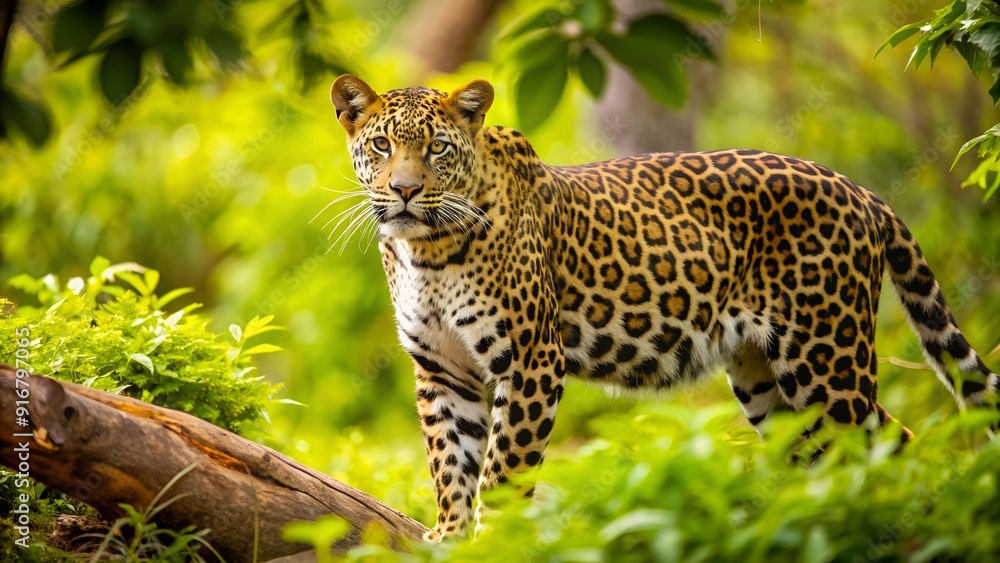 beautiful close-up of a wild leopard in a forest beautiful close-up of a wild leopard in a forest