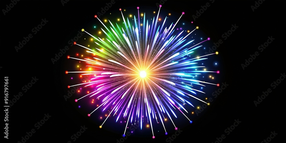 Vibrant round fireworks explosion logo design vector in white color featuring creative burst of light and energy perfect for celebrations and festive occasions. Vibrant round fireworks explosion logo design vector in white color featuring creative burst of light and energy perfect for celebrations and festive occasions.
