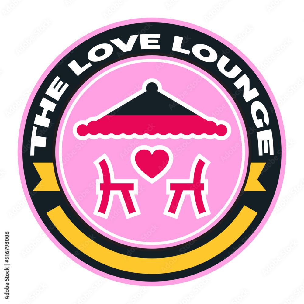 Cozy Pink Lounge Logo with Chairs and Umbrella Cozy Pink Lounge Logo with Chairs and Umbrella