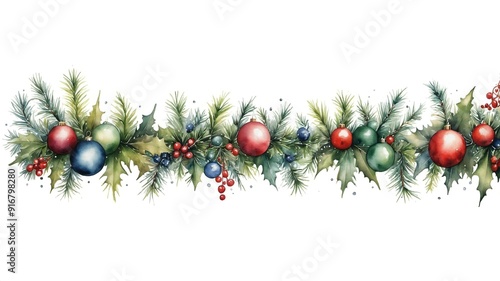 Wallpaper Mural Christmas Wreath with Baubles and Berries Torontodigital.ca