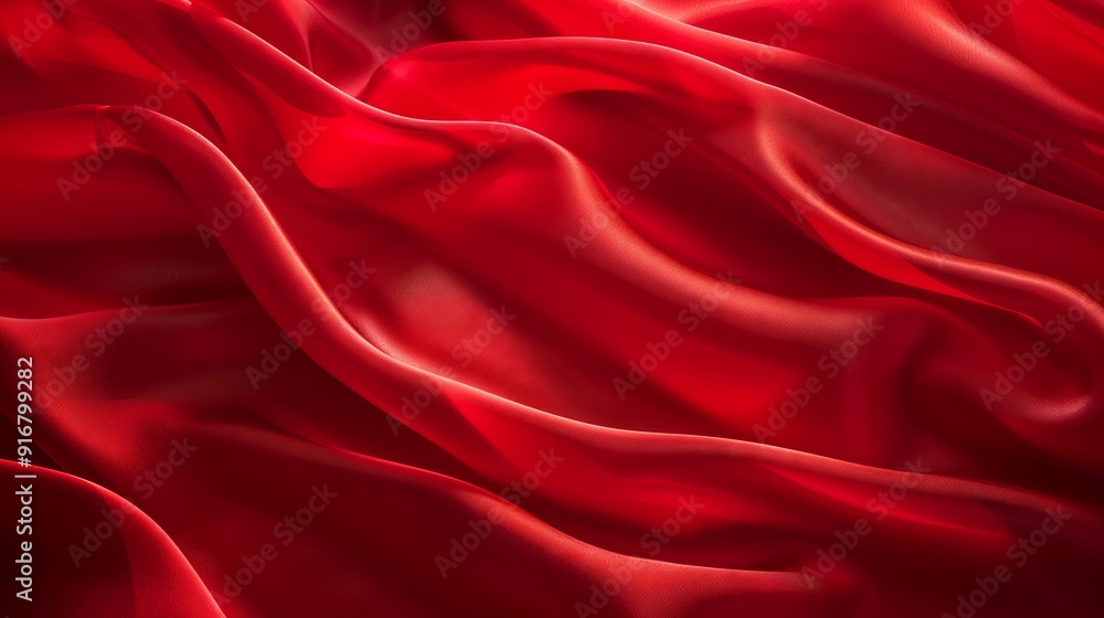Obraz premium Red silk satin fabric abstract background. Smooth and luxurious texture perfect for use in graphic design projects