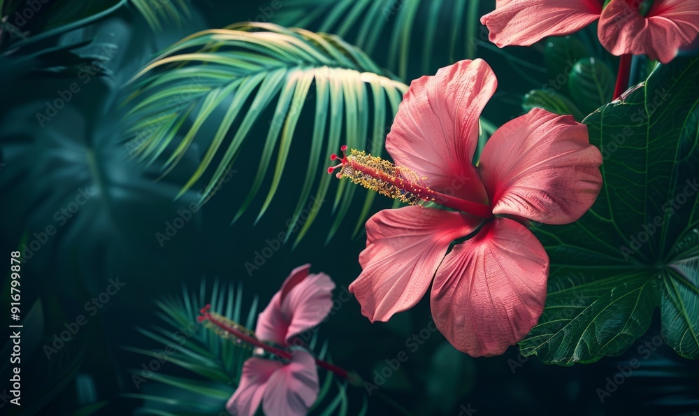 Exotic tropical flowers with detailed petals, vibrant and lush Exotic tropical flowers with detailed petals, vibrant and lush