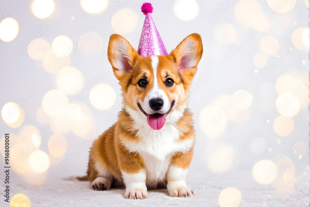 Corgi puppy in party hat Corgi puppy in party hat