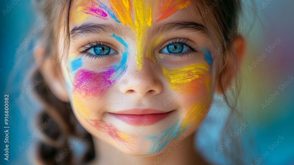 Little Girl Enjoys Halloween Face Painting
