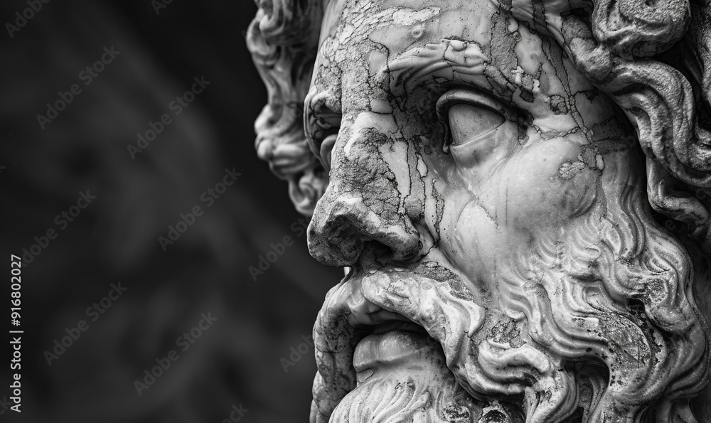 Face of zeus statue photography monochrome Face of zeus statue photography monochrome