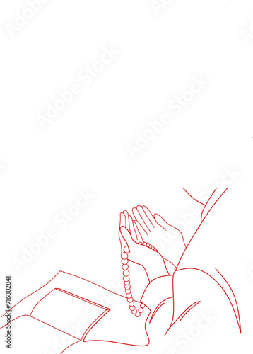 People praying lineart drawing  design vector stock photo