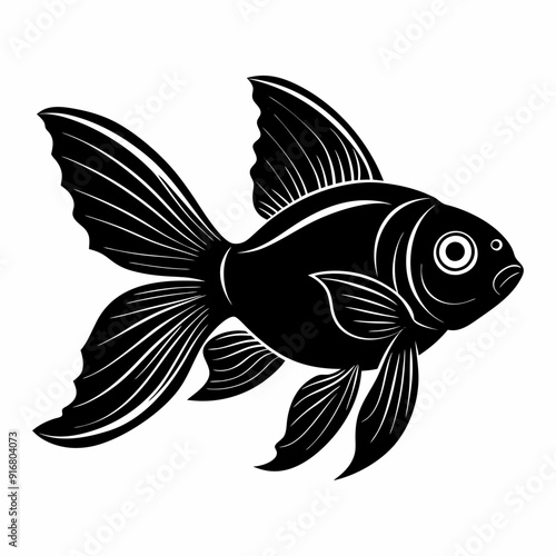 goldfish silhouette black and white illustration
