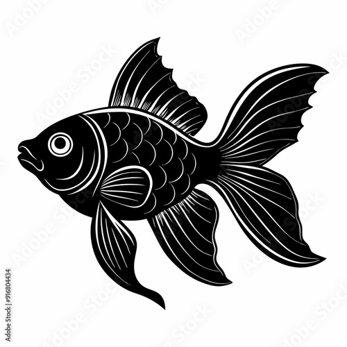 goldfish silhouette black and white illustration
