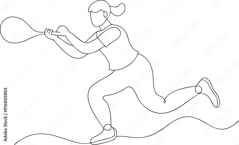 Line Art Illustration of Person Playing Tennis Line Art Illustration of Person Playing Tennis