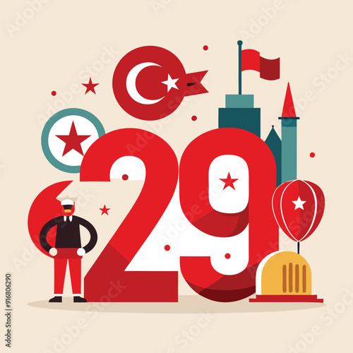 vector 29 october turkey republic day 29 ekim