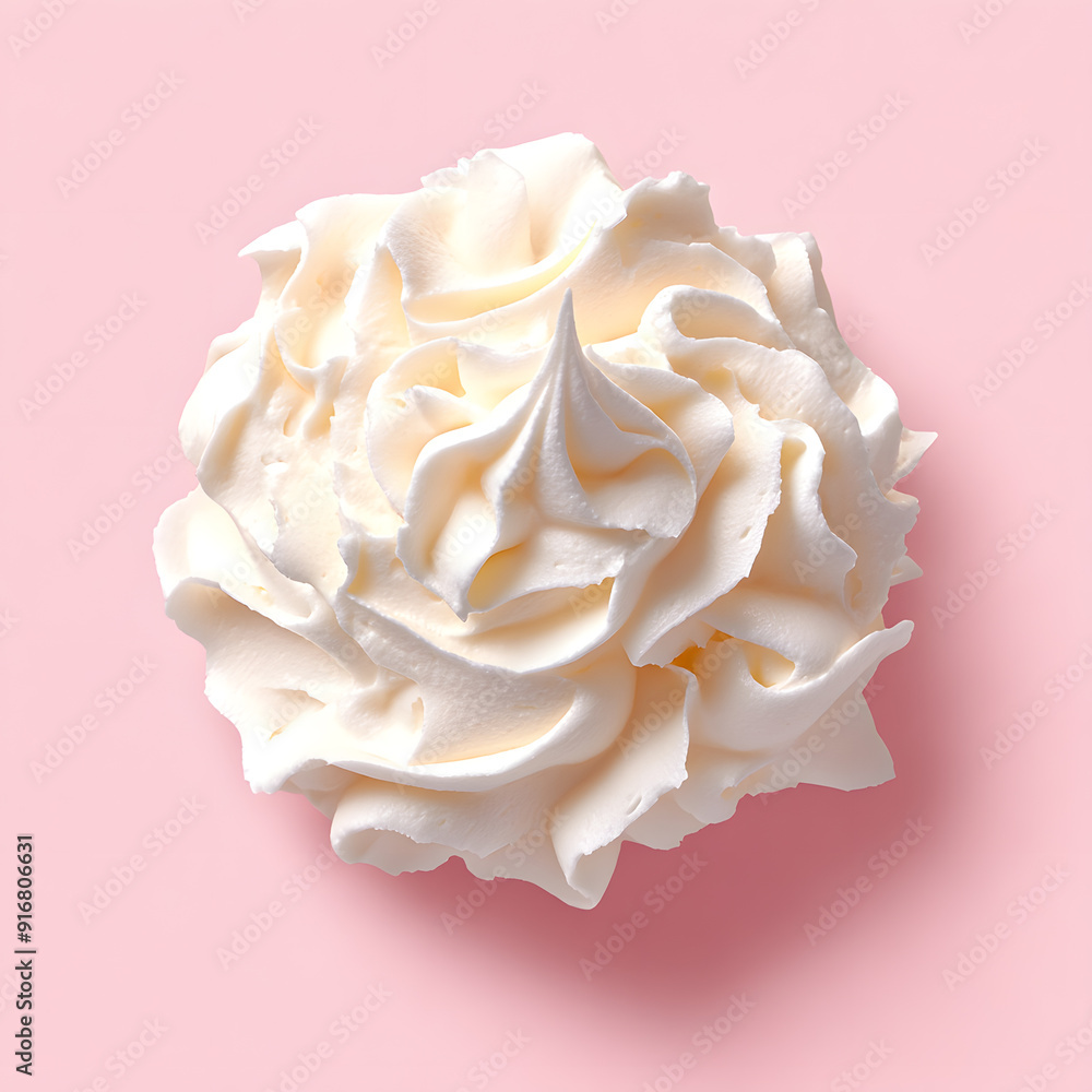 White Whipped cream or mousse isolated on pastel pink background White Whipped cream or mousse isolated on pastel pink background
