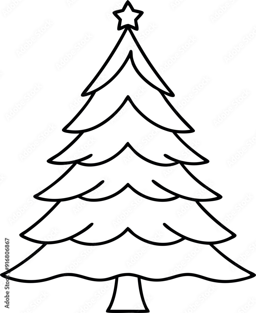 Simple Christmas Tree Outline with Star Topper Simple Christmas Tree Outline with Star Topper