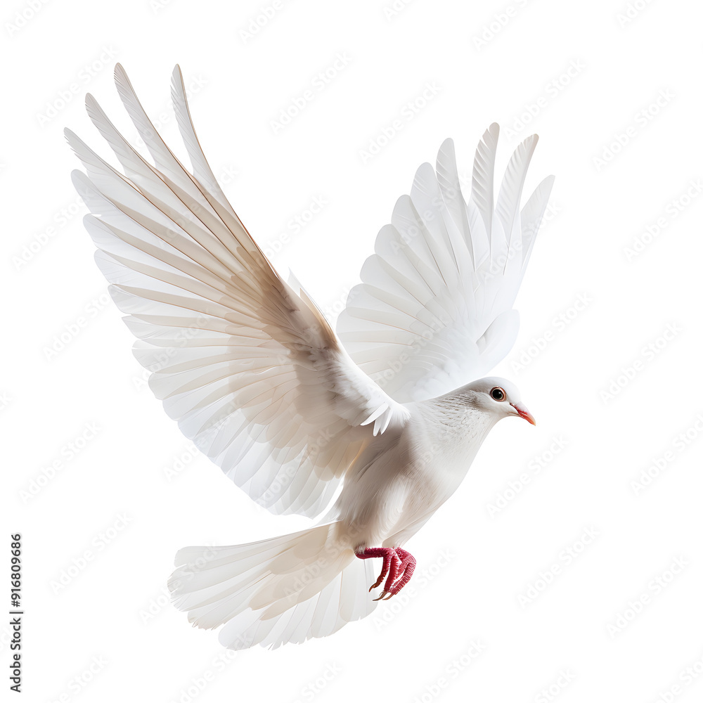 Fototapeta premium White Dove flying isolated on white background