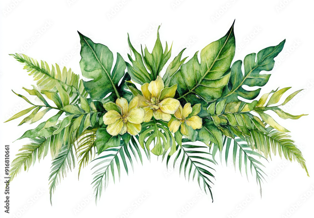 Lush Green Bush of Tropical Plants Lush Green Bush of Tropical Plants