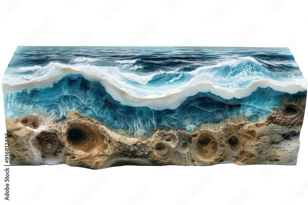 Stunning Ocean Waves Resin Piece Isolated On Transparent Background Stunning Ocean Waves Resin Piece Isolated On Transparent Background