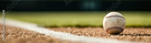 baseball resting on the infield dirt, capturing the essence of the game and the beauty of the diamond.