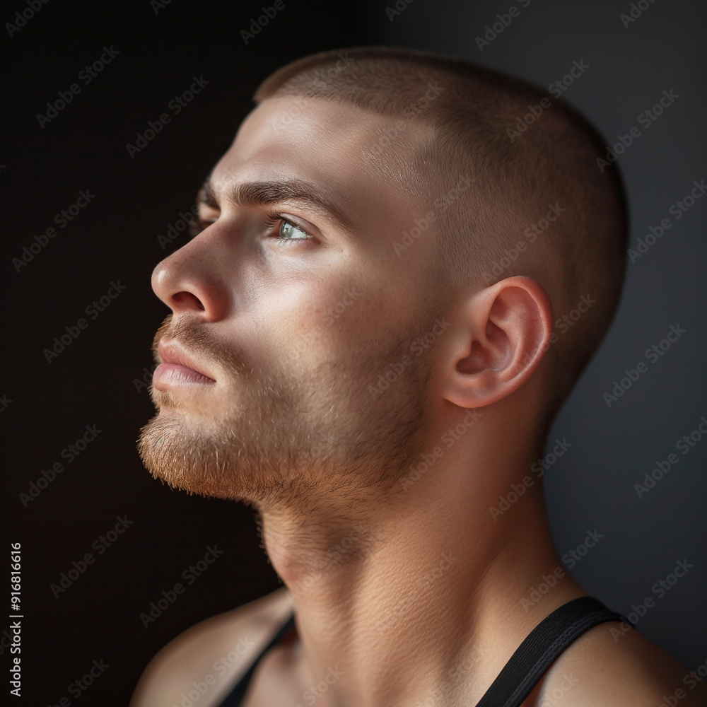 Obraz premium Hansome man with buzzcut hair style portrait