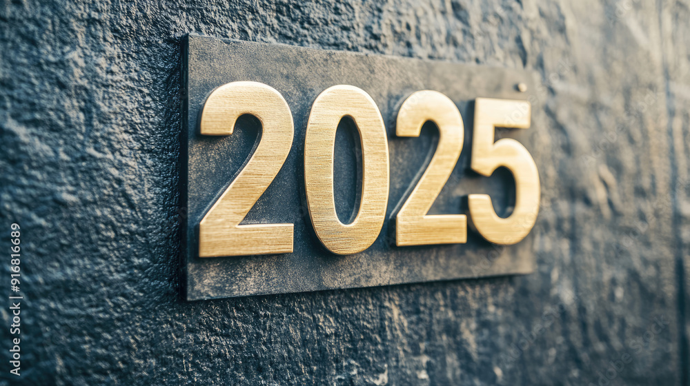 Fototapeta premium Sign for the year 2025 displayed beautifully against a textured background