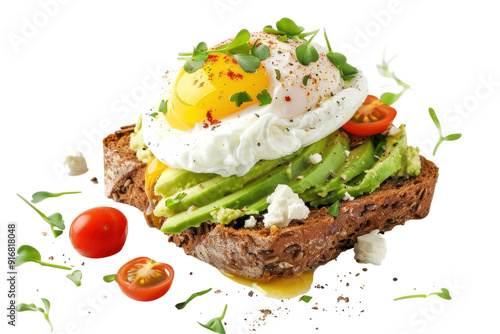 Avocado Toast Sandwich Isolated On Transparent Background photo