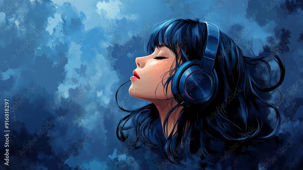 Lofi Vibes: Cool Anime Girl with Headphones Lofi Vibes: Cool Anime Girl with Headphones