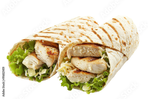Fototapeta Chicken Caesar Wrap Image Isolated On Transparent Background