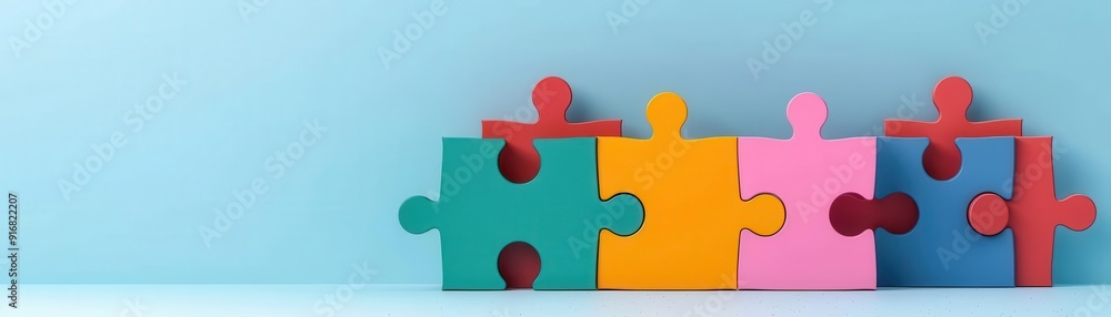 Puzzle challenge, competitive scene, flat design illustration Puzzle challenge, competitive scene, flat design illustration