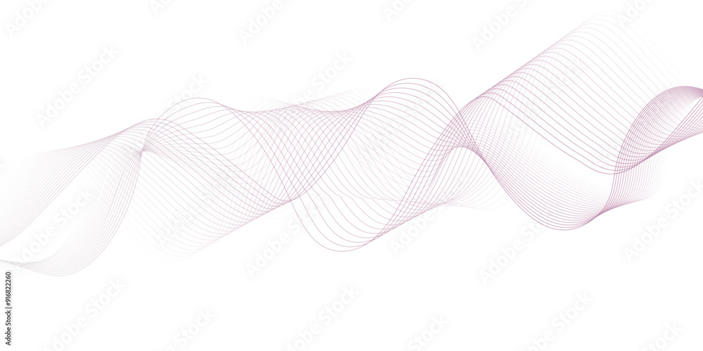 Fototapeta premium White wave curve lines banner background design. Abstract soft wave lines dynamic flowing light pink isolated background. Vector Illustration of the pink pattern of lines. Black stripes on white .
