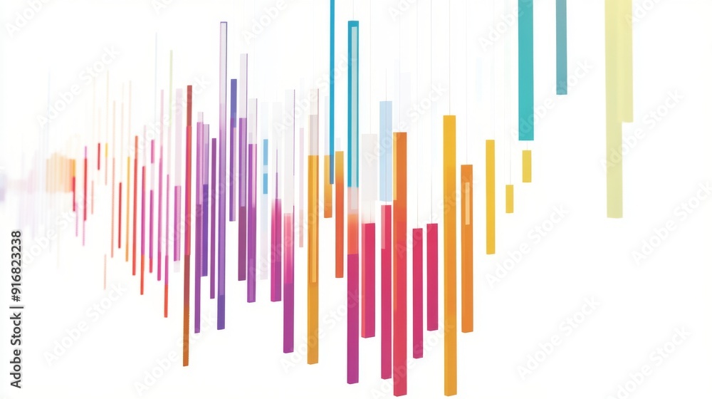 A stock chart with colorful bars and lines on a white background, representing clear and simple market data. A stock chart with colorful bars and lines on a white background, representing clear and simple market data.