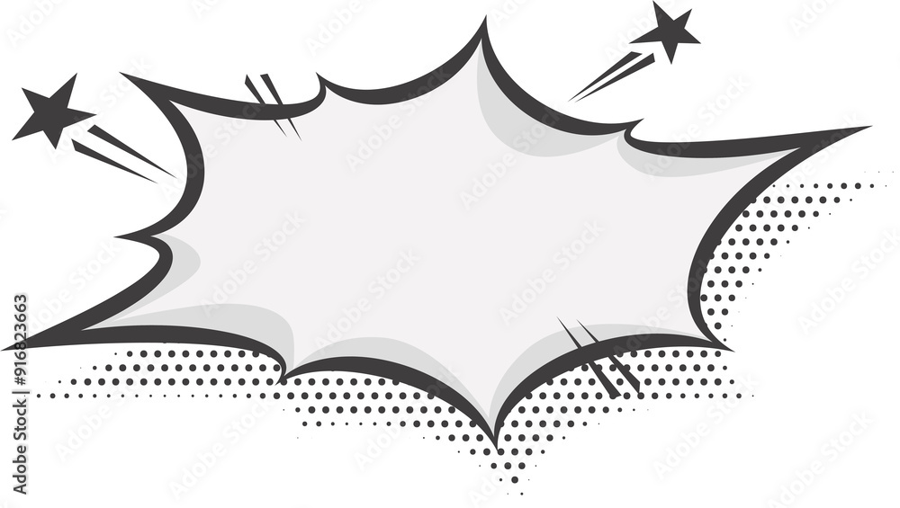 Fototapeta premium Manga speech bubble. Comic text frame with pop art halftone dotted effect. Balloon chat shape for dialog. Cloud for shock shout and scream action messages. Irregular cartoon decoration